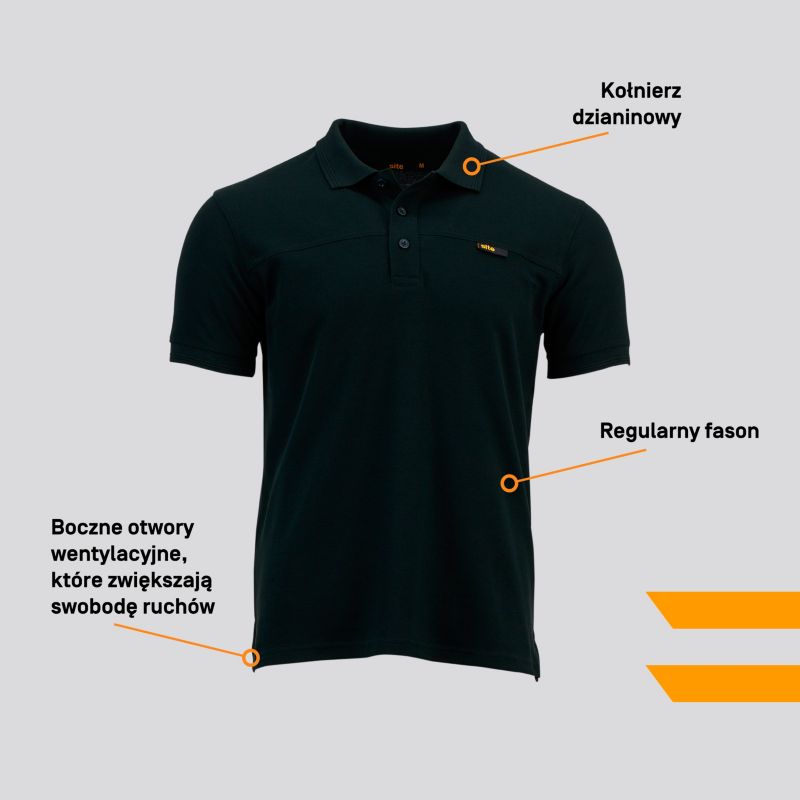 Site polo t-shirt sort XL