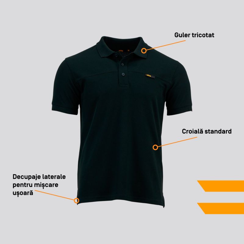 Site polo t-shirt sort XL