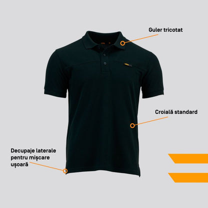 Site polo t-shirt sort XL