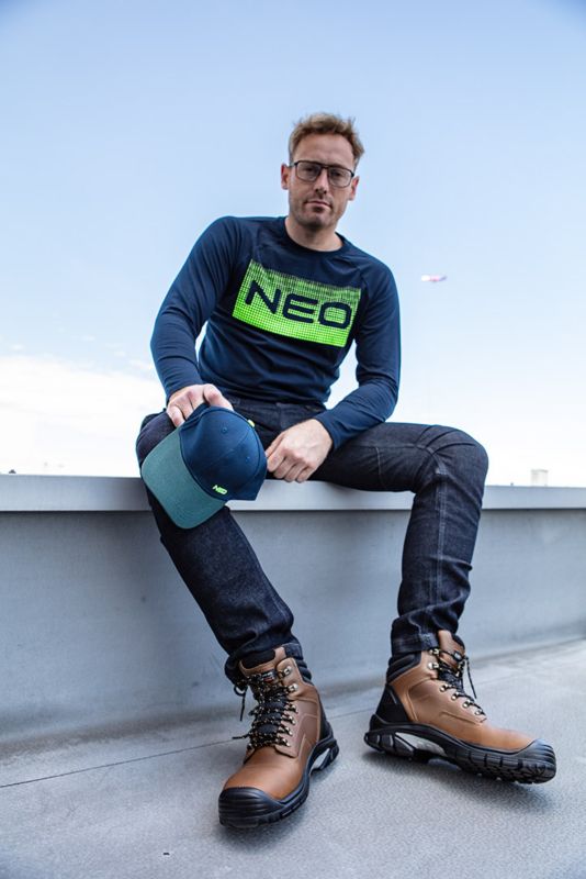 NEO TOOLS Premium langærmet t-shirt S navy 1 stk.