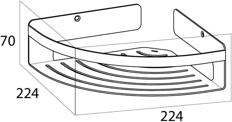 Hjørnebrusekurv Metal Sort Mat 23x7 cm