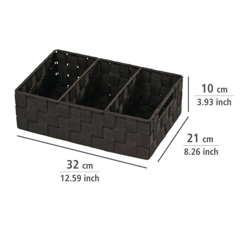 Badeværelseskurv med Ruminddeling 32x21x10 cm Sort