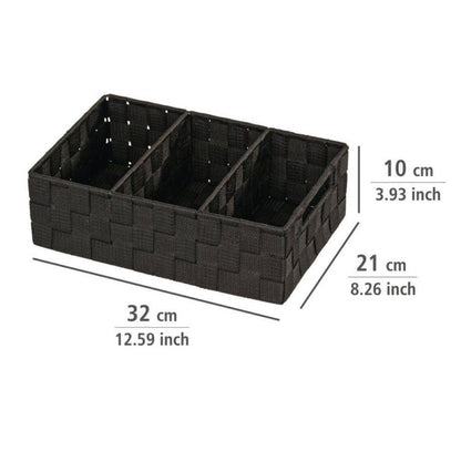 Badeværelseskurv med Ruminddeling 32x21x10 cm Sort