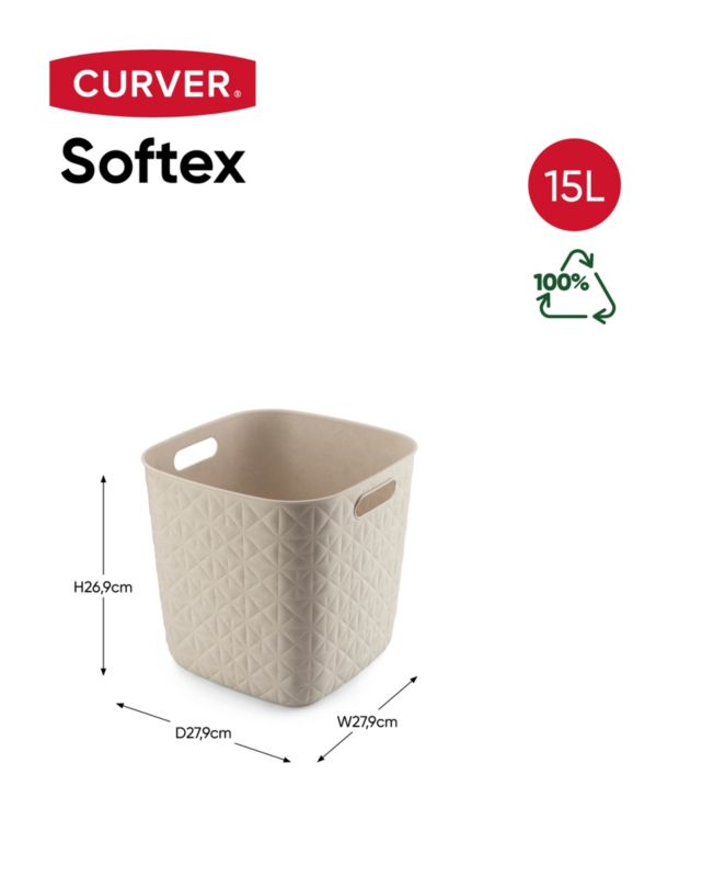 Opbevaringskurv Softex Firkantet 15 L Cremefarvet Polypropylen