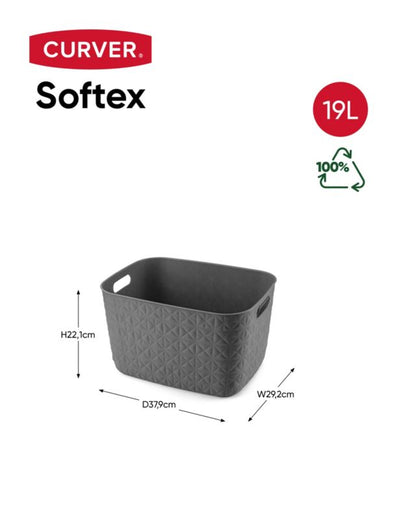 Curver Softex L opbevaringskurv 19 l i mørkegrå