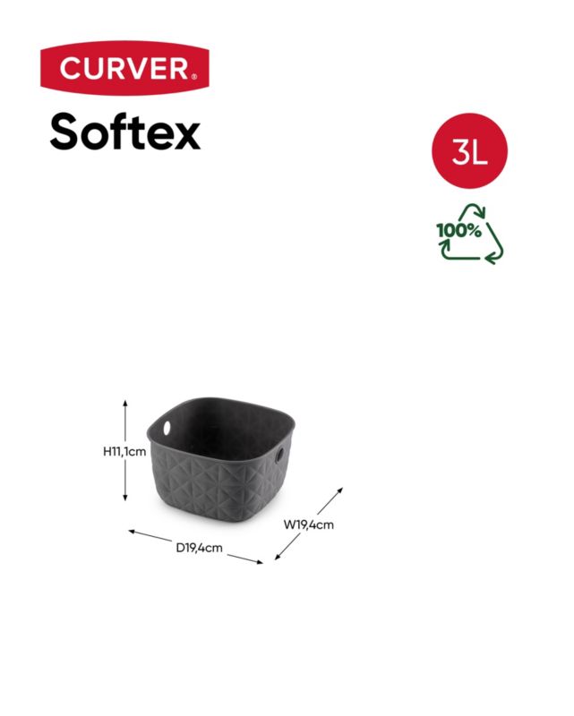 Curver Softex XS 3 l kurv i mørkegrå