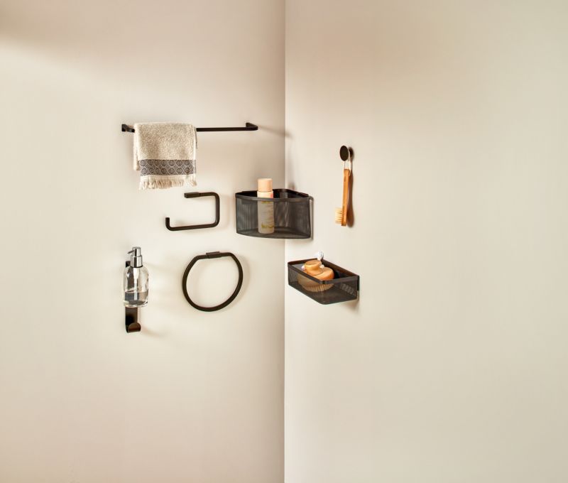 Hjørnebadekurv 18,3x18,3x12,2 cm Sort Stål | 5059340107226