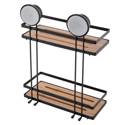 Badeværelseshylde GAVI Sort/Bambus 26x10,5x37 cm med Sugkopper