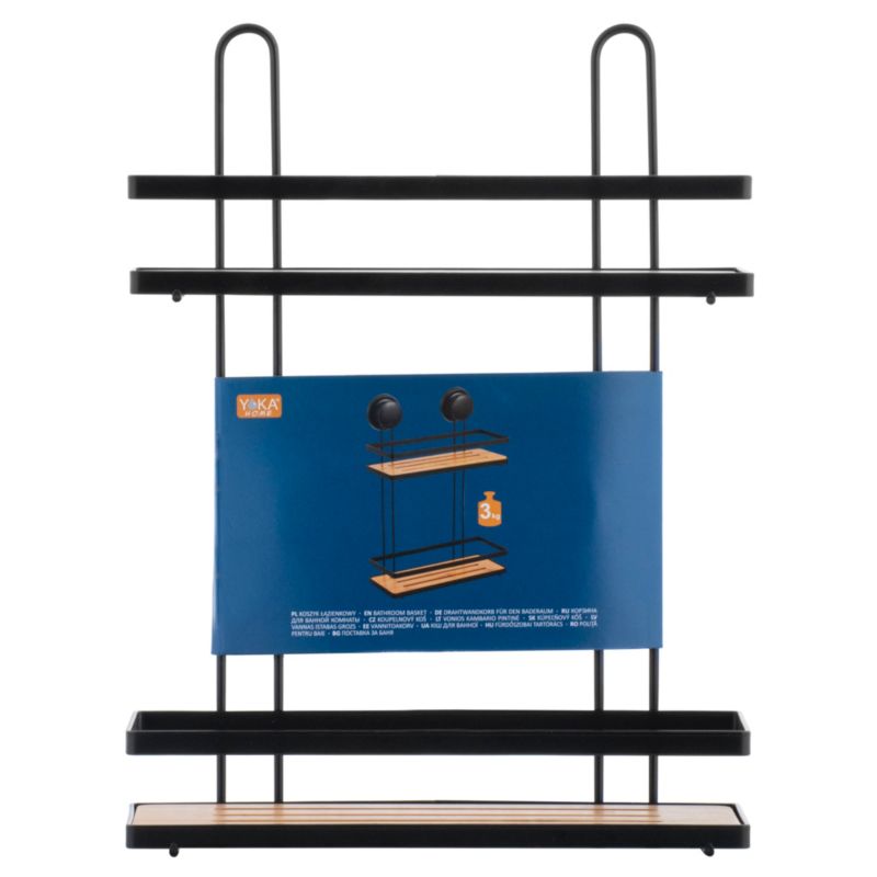 Badeværelseshylde GAVI Sort/Bambus 26x10,5x37 cm med Sugkopper