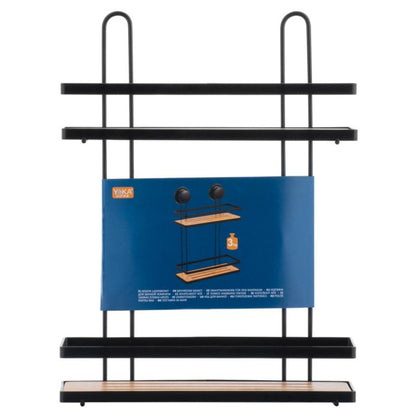 Badeværelseshylde GAVI Sort/Bambus 26x10,5x37 cm med Sugkopper