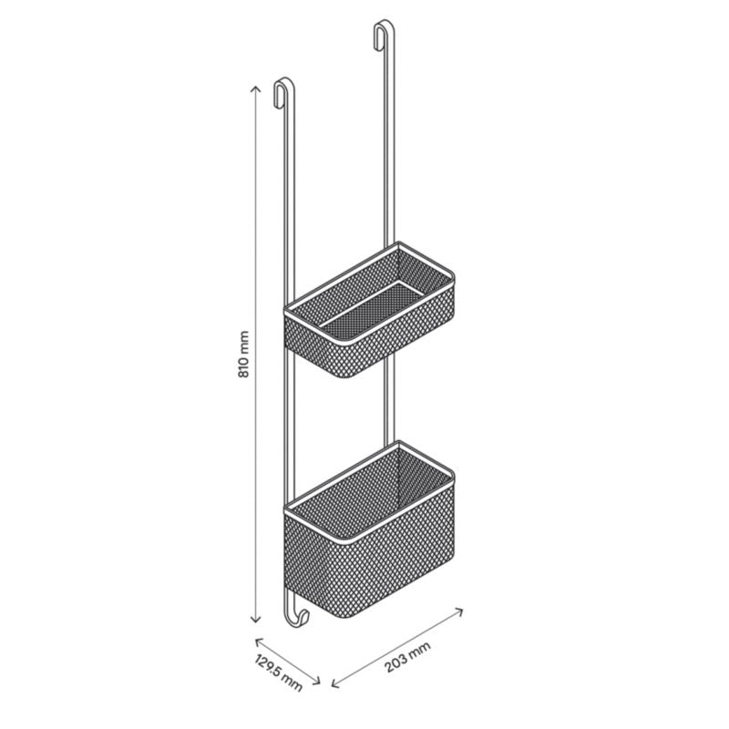 Dobbelt Brusekurv til Glasvæg 20,2x12,4x81 cm Sort