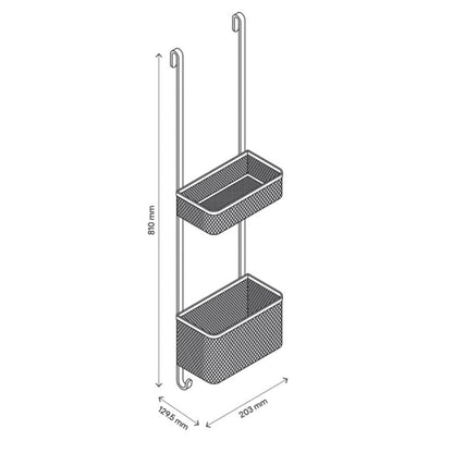 Dobbelt Brusekurv til Glasvæg 20,2x12,4x81 cm Sort