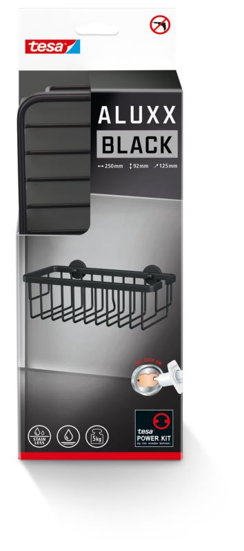 Tesa Aluxx enkelt kurv i mat-sort anodiseret aluminium