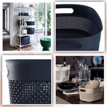 Rektangulær kurv 12L Curver Filo Recycled, mørkeblå