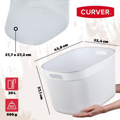 Rektangulær kurv 30L Curver Filo Recycled, hvid
