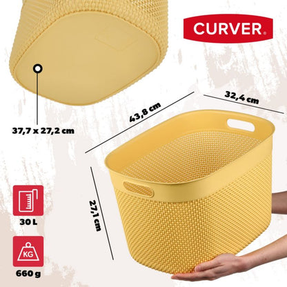 Rektangulær kurv 30L Curver Filo Recycled, gul