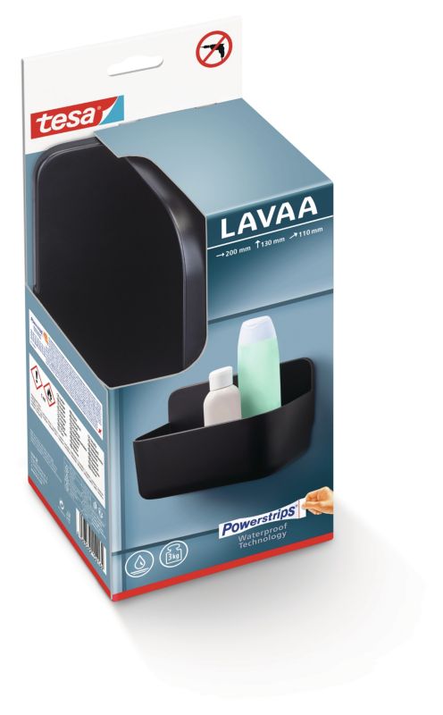 Rektangulært tesa Lavaa S kurv i mat-sort