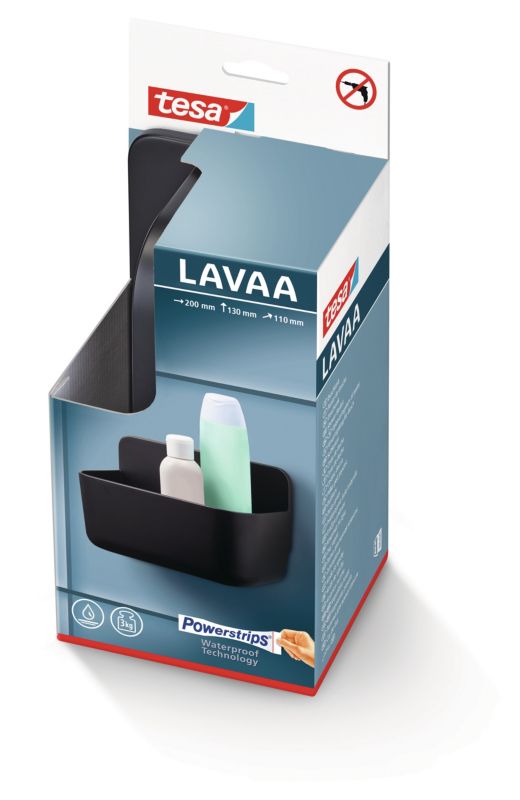 Rektangulært tesa Lavaa S kurv i mat-sort