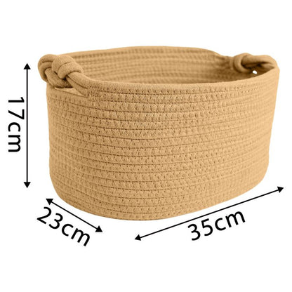 Flettet Kurv 35 x 23 x 17 cm Lys Beige Bomuld