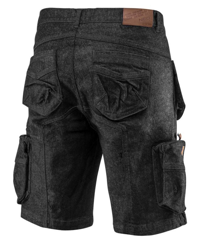 NEO TOOLS L DENIM BLACK unisex korte arbejdsbukser, sorte, str. L, 1 stk.