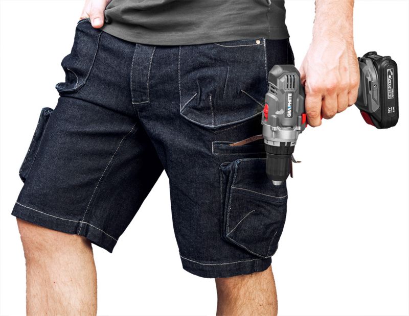 Unisex korte arbejdsshorts NEO TOOLS L NEO DENIM, 1 stk.
