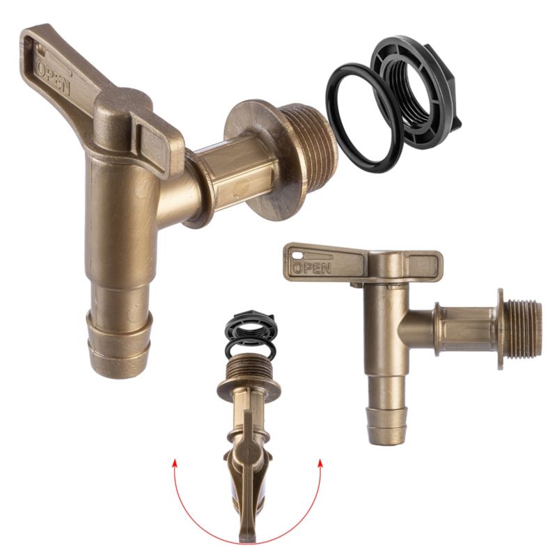 Kran Kadax til regnvandstank med ventil og 3/4" kobling – robust og funktionel