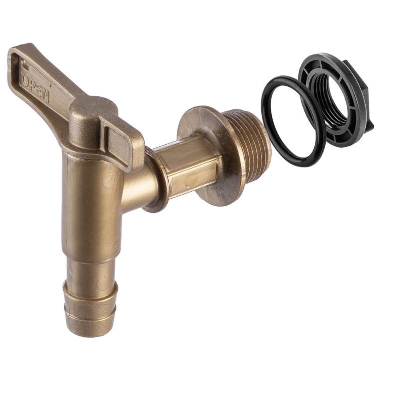 Kran Kadax til regnvandstank med ventil og 3/4" kobling – robust og funktionel