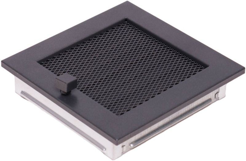 Grafitfarvet pejsrist med jalousi 17 x 17 cm