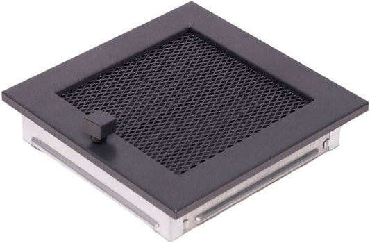 Grafitfarvet pejsrist med jalousi 17 x 17 cm