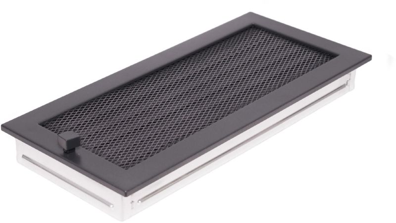 Grafitgrå pejsrist med jalousi 17 x 37 cm