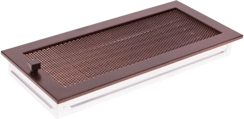 Gammel kobber pejsrist med jalousi 17 x 37 cm