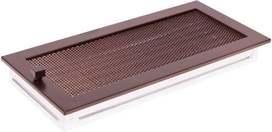 Gammel kobber pejsrist med jalousi 17 x 37 cm