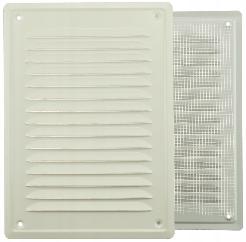 Ventilationsrist 14x21 cm Hvid Metal med Insektnet