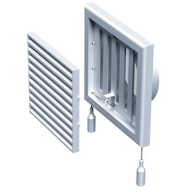 Regulerbar ventilationsrist Vents 154 x 154 mm fi 100 mm hvid