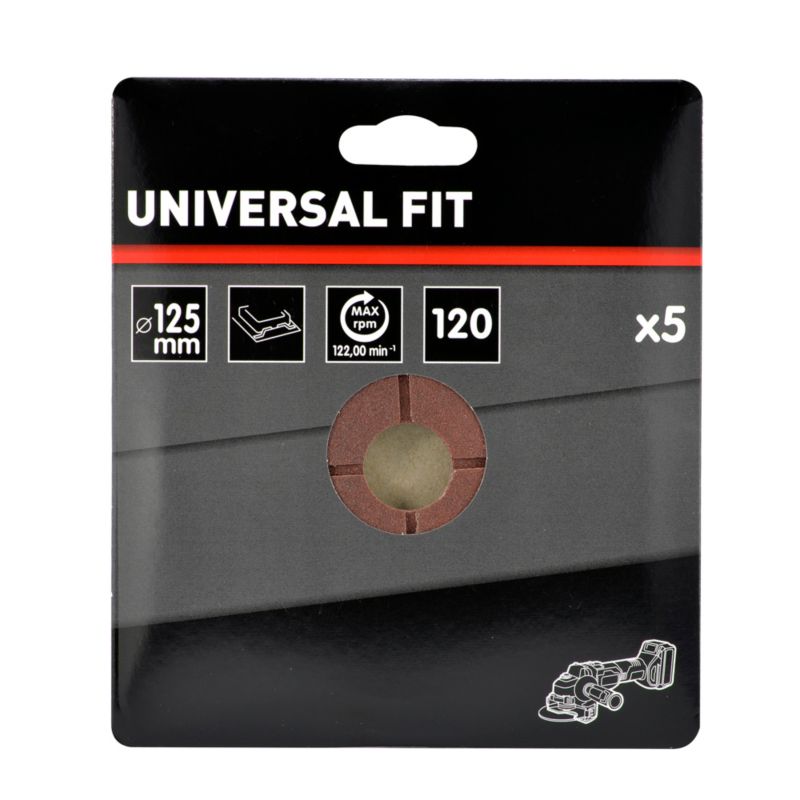 Universal fiberkapsel til slibemaskiner 125 mm P120, 5 stk.