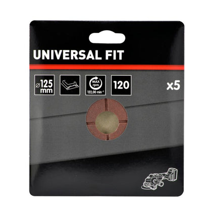 Universal fiberkapsel til slibemaskiner 125 mm P120, 5 stk.