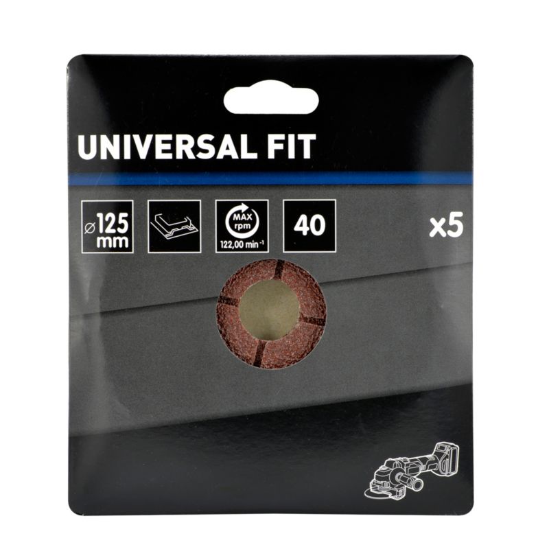 Universal fiberskive til slibemaskiner 125 mm P40, 5 stk.