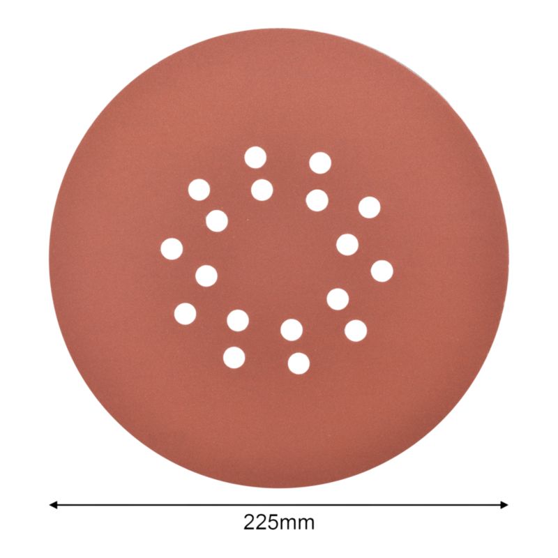 MacAllister velcro slibeskive med huller 225 mm P240, 5 stk.