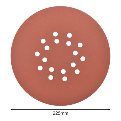 MacAllister velcro slibeskive med huller 225 mm P240, 5 stk.