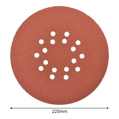 MacAllister velcro slibeskive med huller 225 mm P40, 5 stk.
