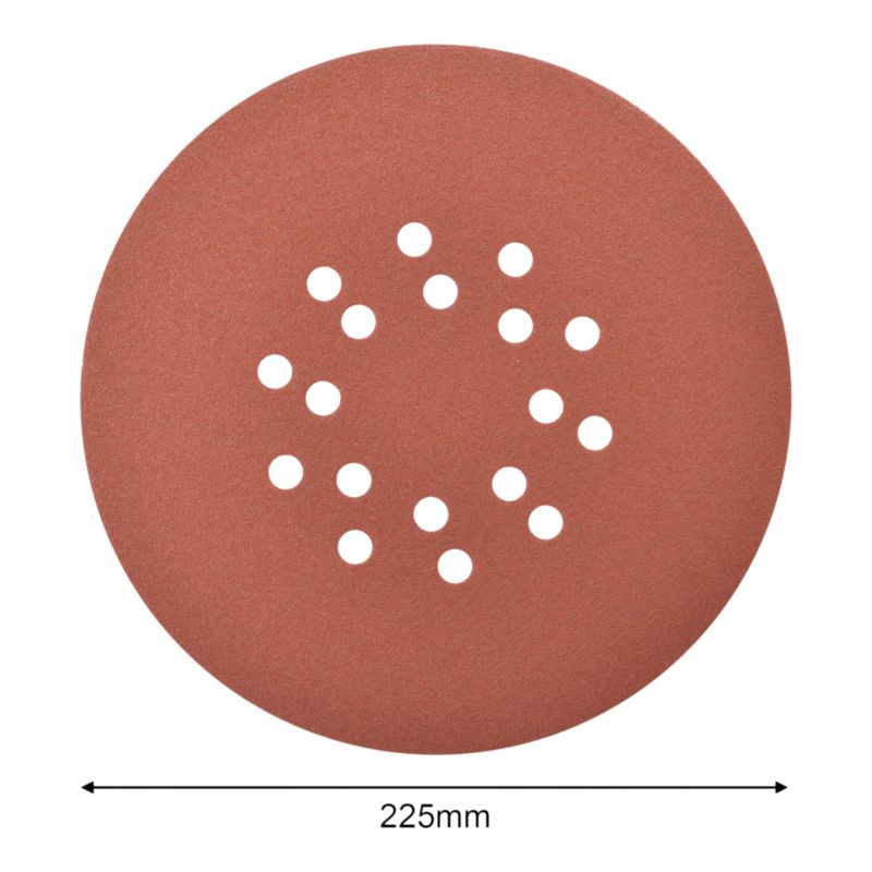 Velcro-slipskive MacAllister med huller 225 mm P80, 5 stk.