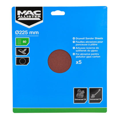 MacAllister velcro-slipskive med huller 225 mm P80