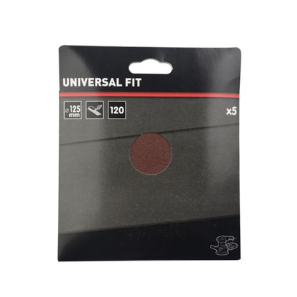 Universal velcro-slipskive 125 mm P120, 5 stk.
