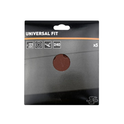 Universal velcro-slipskive 125 mm P240 med huller, 5 stk.