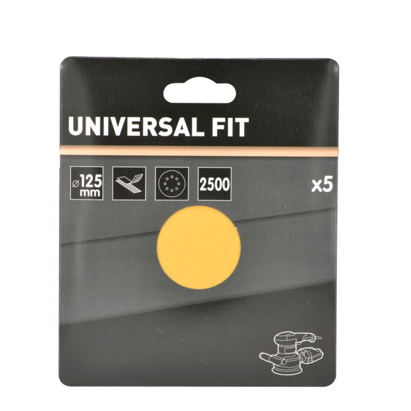 Universal velcro-slipskive 125 mm P2500 med huller, 5 stk.