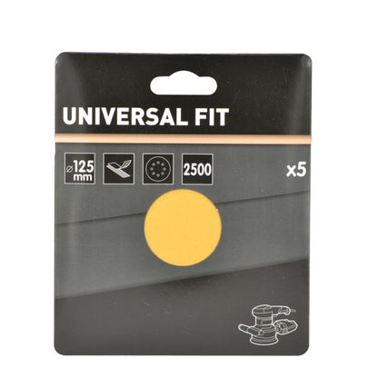 Universal velcro-slipskive 125 mm P2500 med huller, 5 stk.