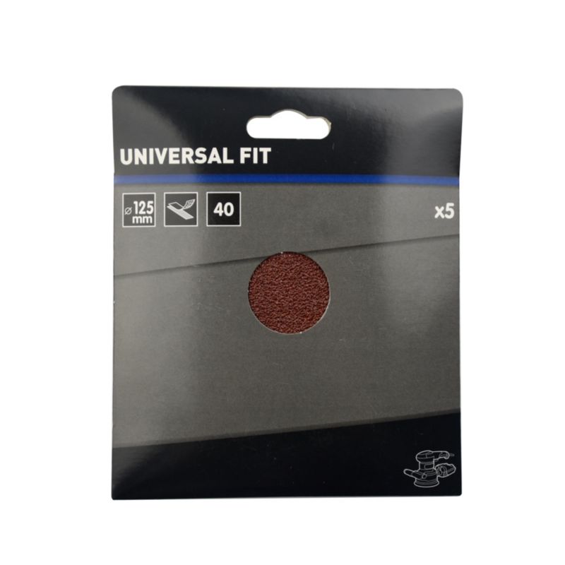 Universal velcro-slipskive 125 mm P40, 5 stk.