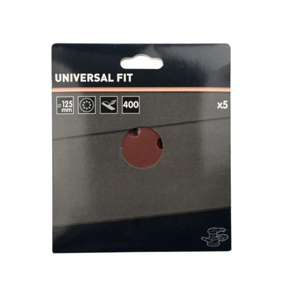 Universal velcro-slipskive 125 mm P400 med huller, 5 stk.