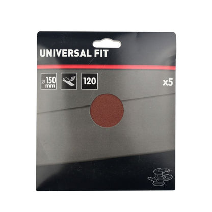 Universal velcro-slipskive 150 mm P120, 5 stk.