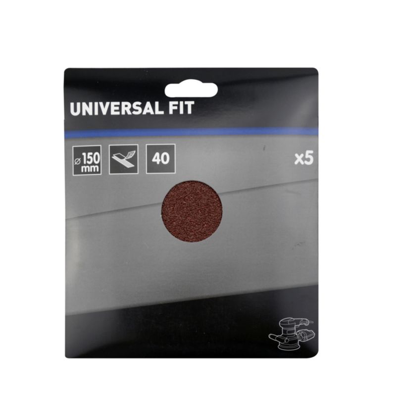 Universal velcro-slipskive 150 mm P40, 5 stk.